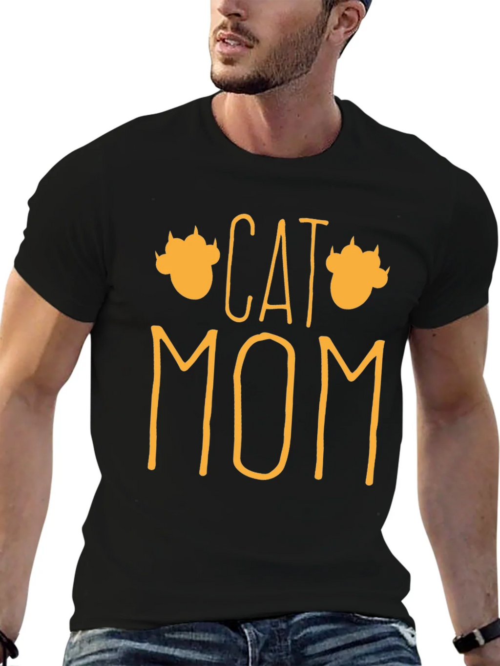 Cat Mom Graphic T-Shirt - Black product image 9