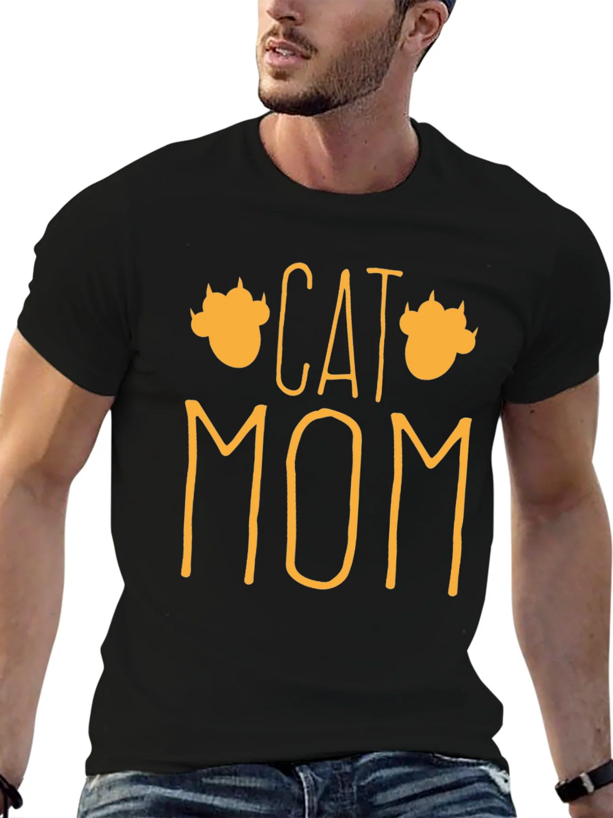 Cat Mom Graphic T-Shirt - Black product image 9