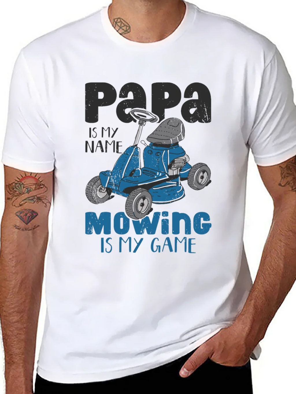 Papa Mowing is My Game T-Shirt - Funny Lawn Mower Tee product image 7
