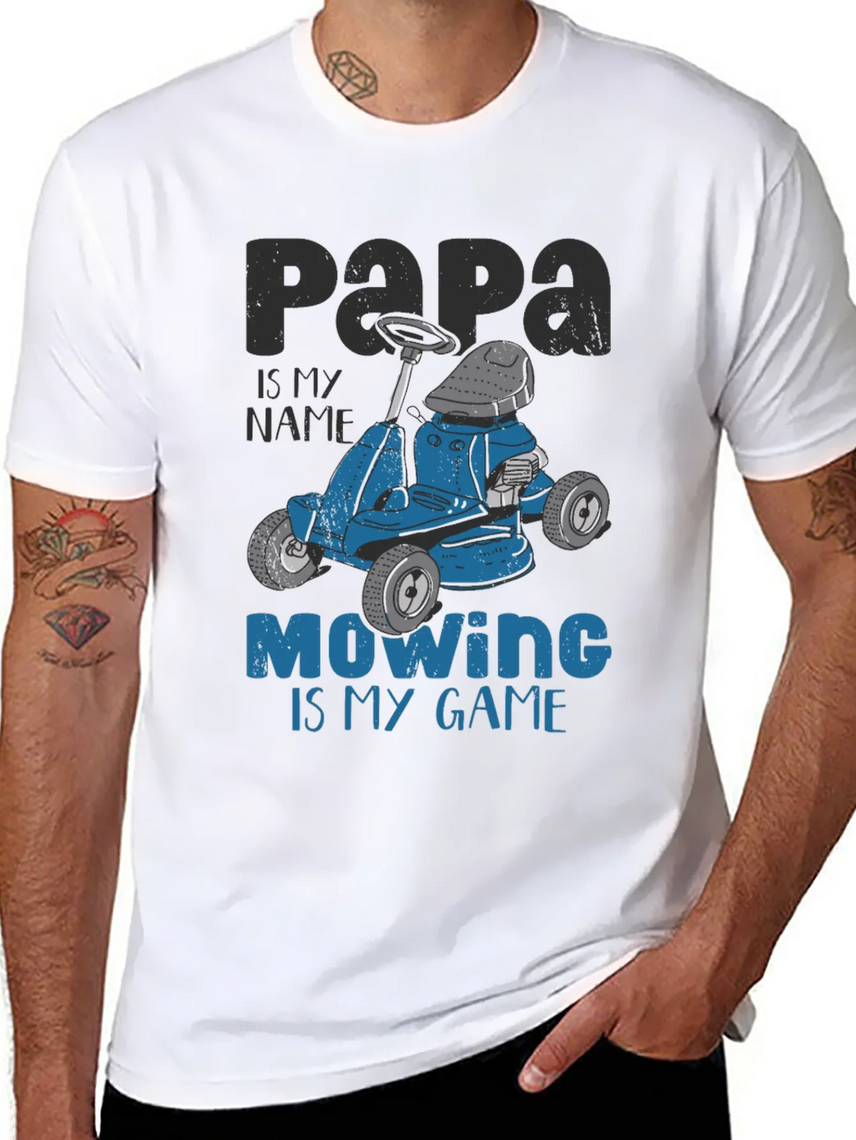 Papa Mowing is My Game T-Shirt - Funny Lawn Mower Tee product image 7
