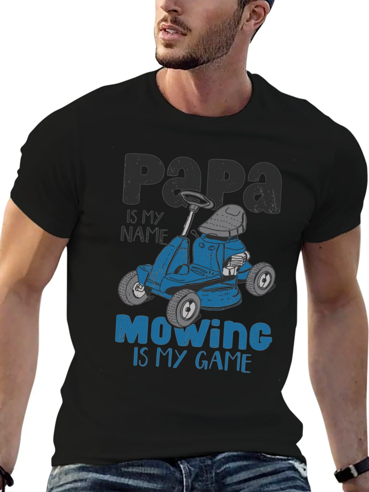 Papa Mowing is My Game T-Shirt - Funny Lawn Mower Tee product image 6