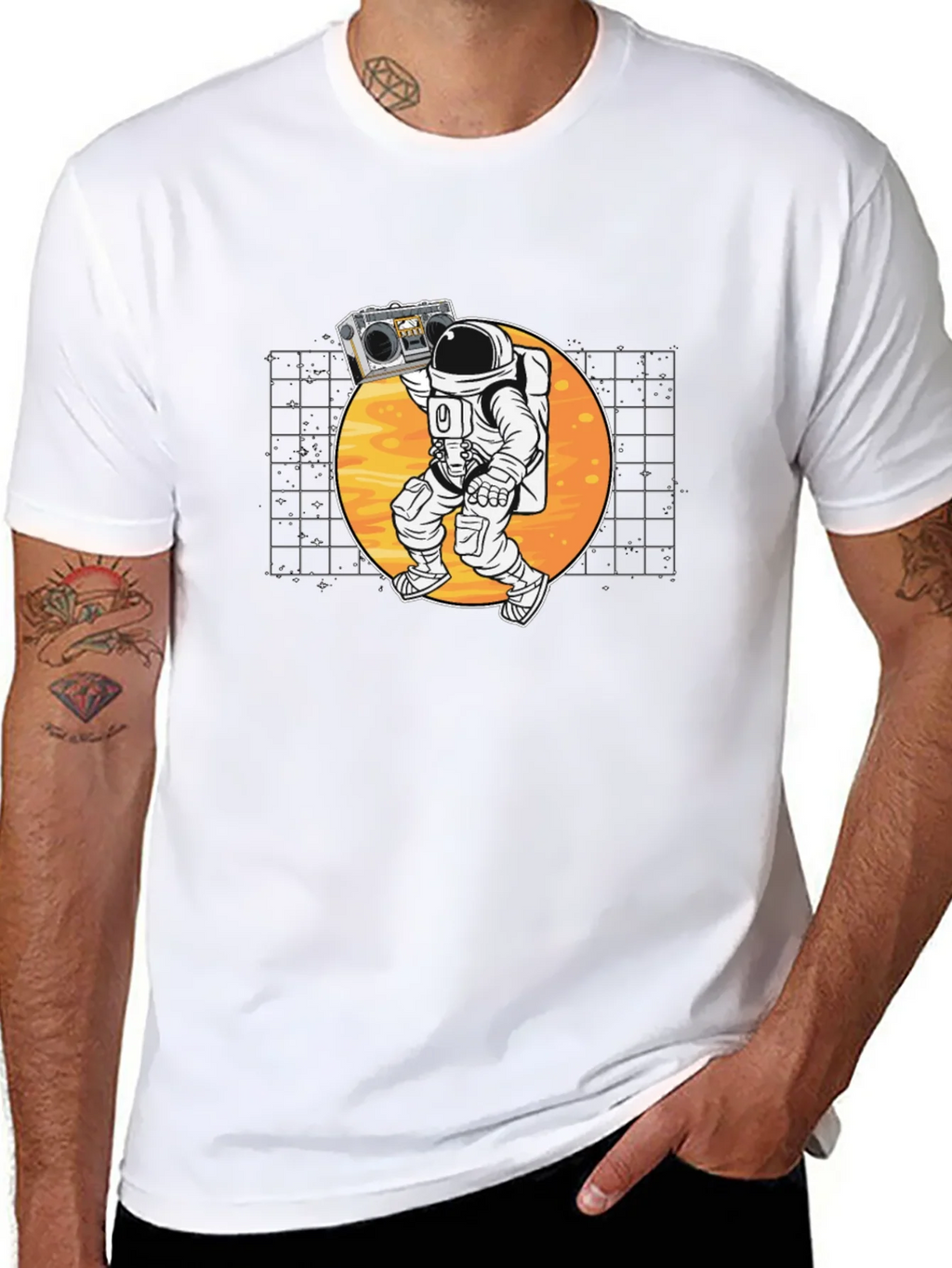 Astronaut Boombox Black T-Shirt - Space Vibes product image 7
