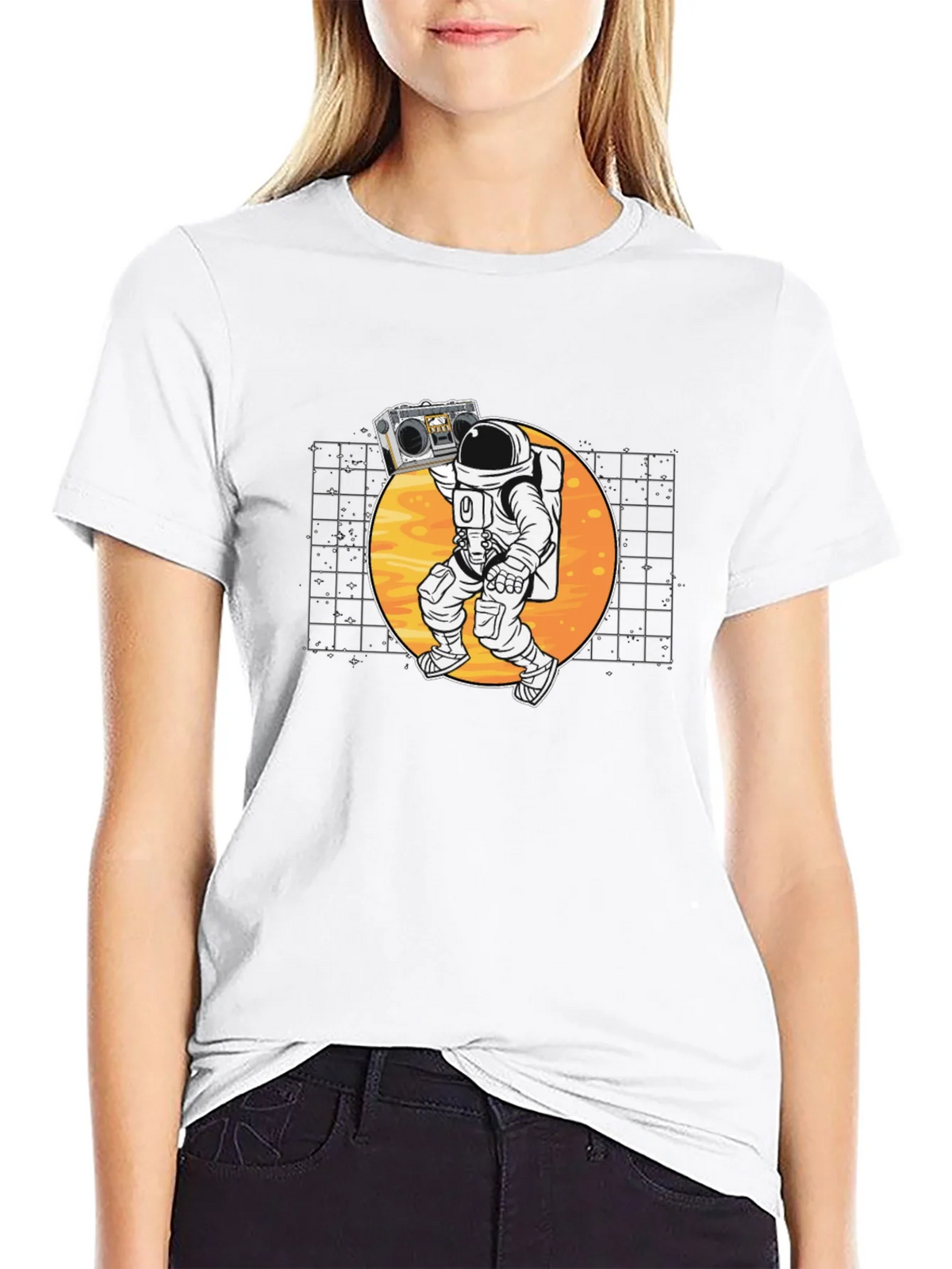 Astronaut Boombox Black T-Shirt - Space Vibes product image 8