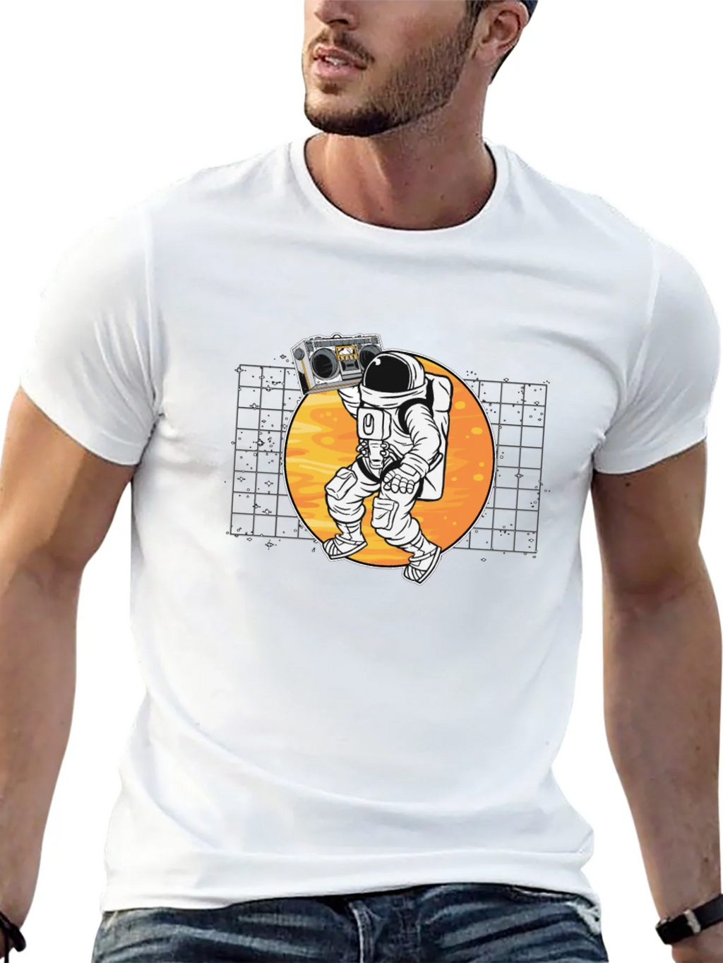 Astronaut Boombox Black T-Shirt - Space Vibes product image 12