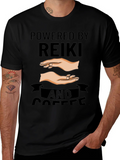 Powered by Reiki and Coffee Black T-Shirt product image 1