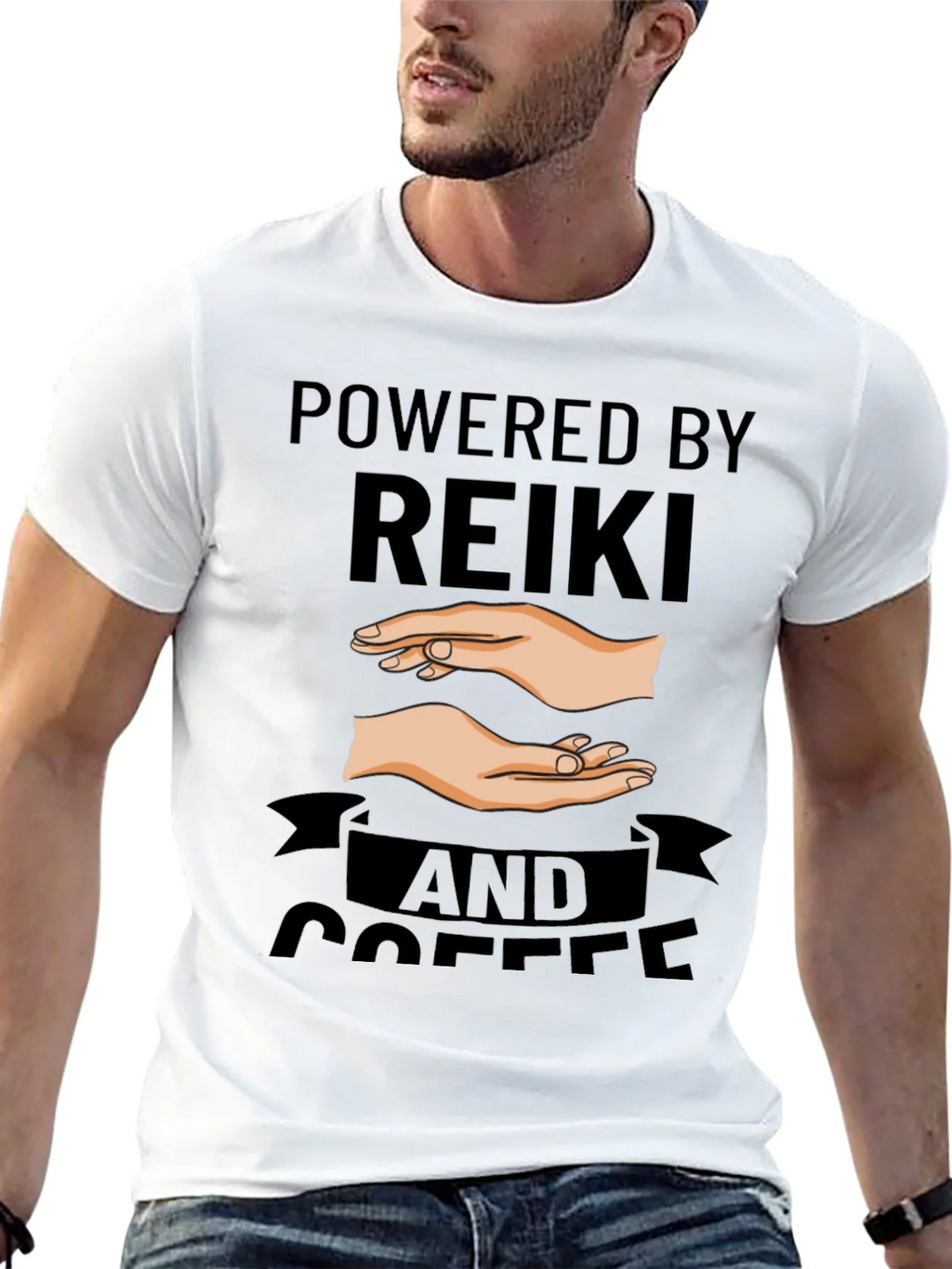 Powered by Reiki and Coffee Black T-Shirt product image 12