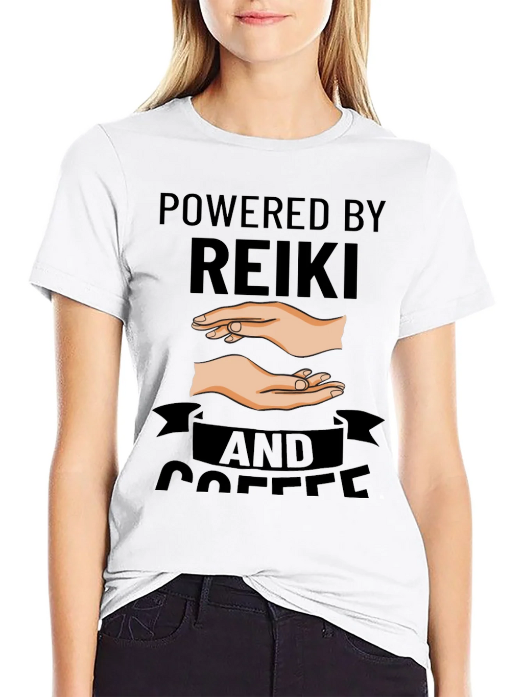 Powered by Reiki and Coffee Black T-Shirt product image 8