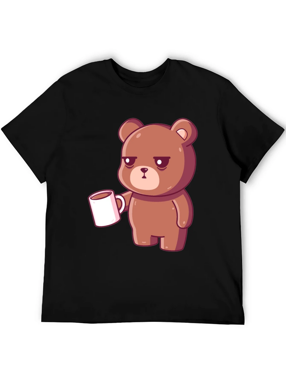 Sleepy Bear Coffee T-Shirt - Black Casual Tee