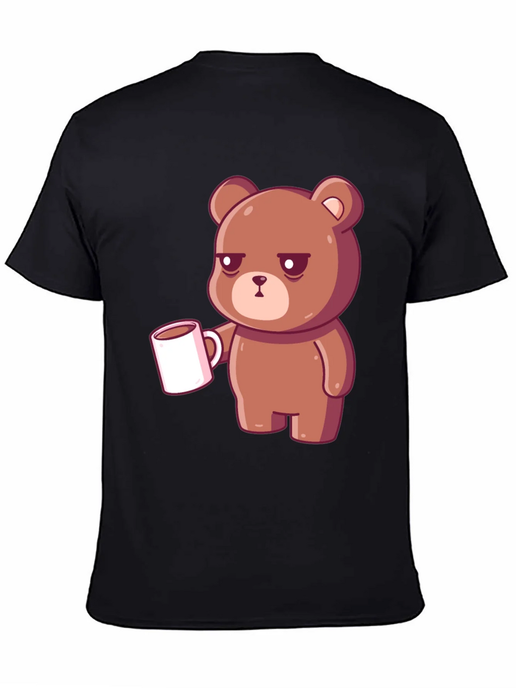 Sleepy Bear Coffee T-Shirt - Black Casual Tee