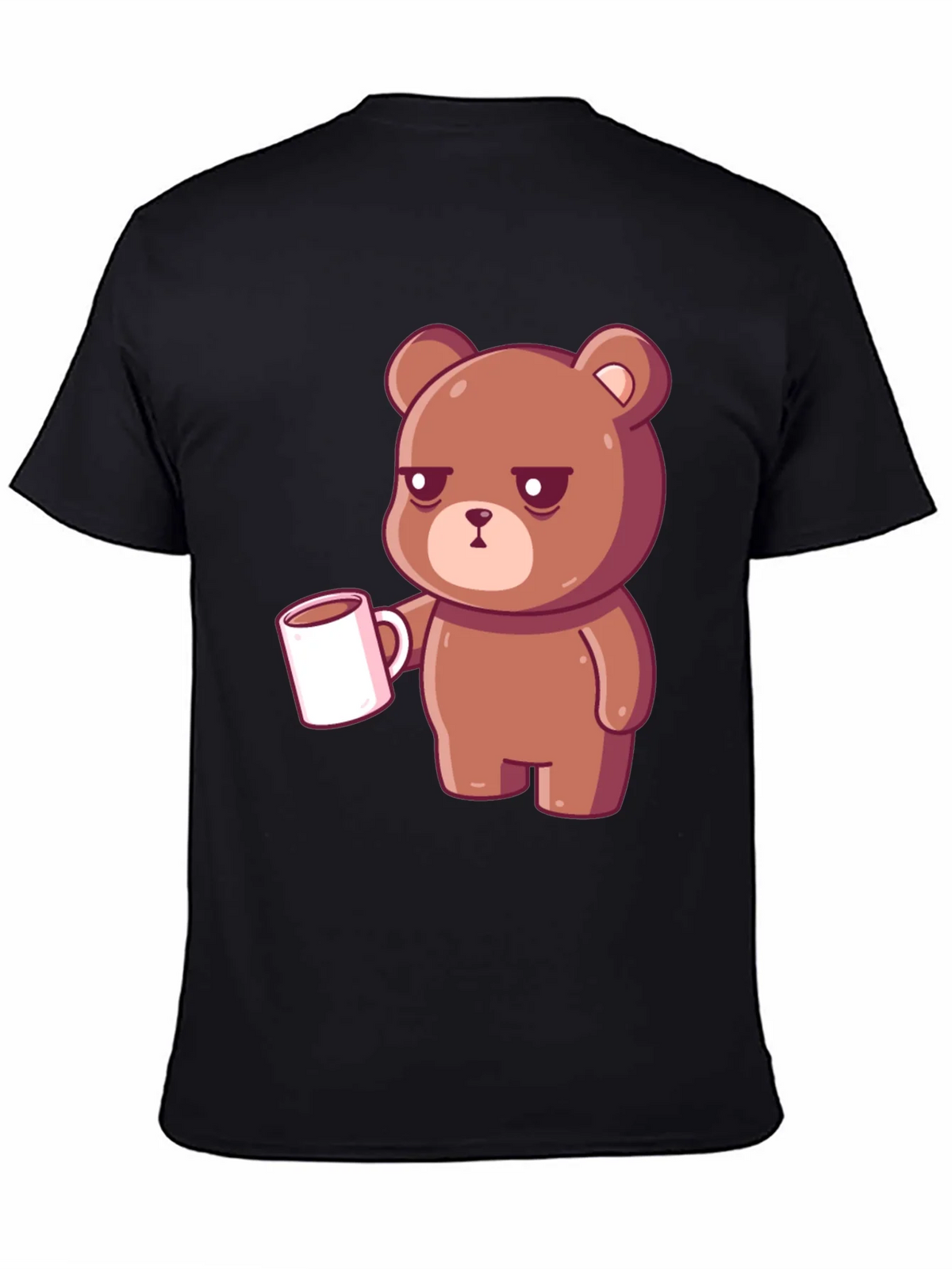 Sleepy Bear Coffee T-Shirt - Black Casual Tee