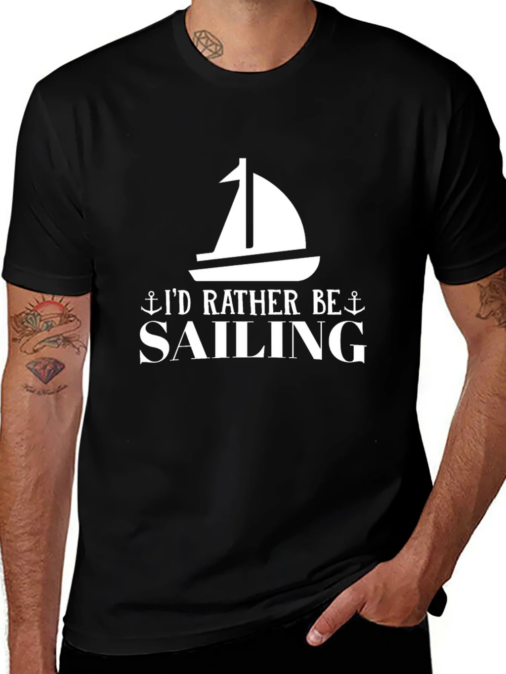 Sailing Graphic T-Shirt - Black Cotton Tee product image 1