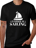 Sailing Graphic T-Shirt - Black Cotton Tee product image 1