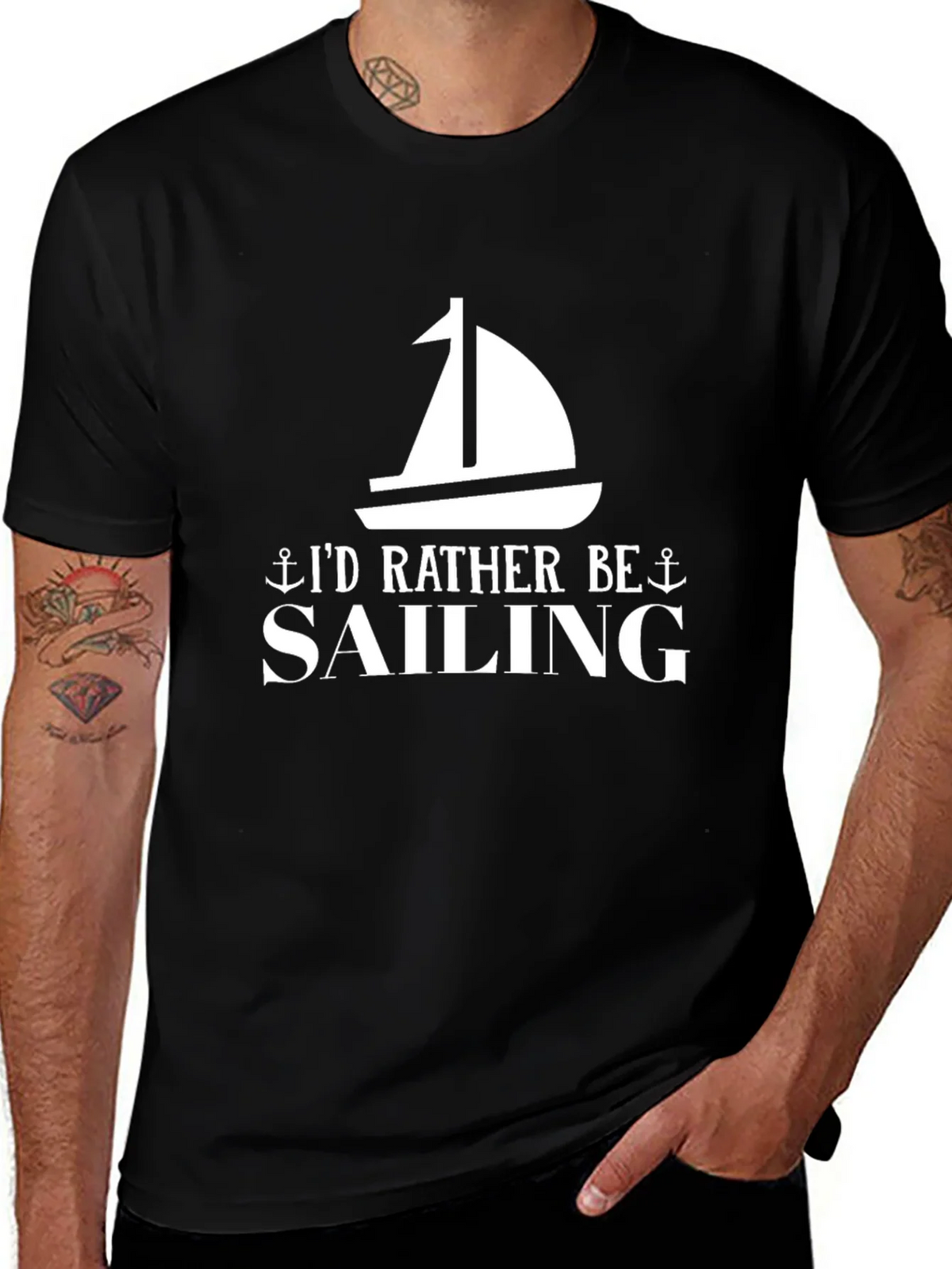 Sailing Graphic T-Shirt - Black Cotton Tee product image 1