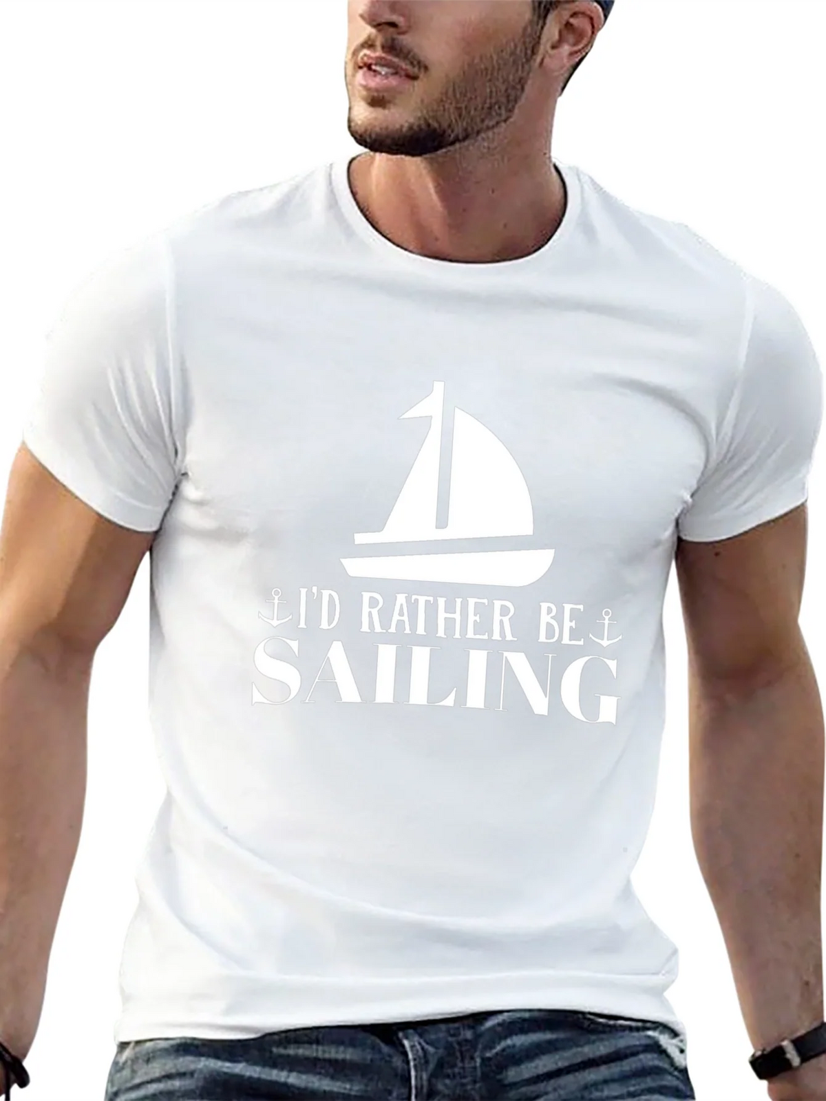 Sailing Graphic T-Shirt - Black Cotton Tee product image 4