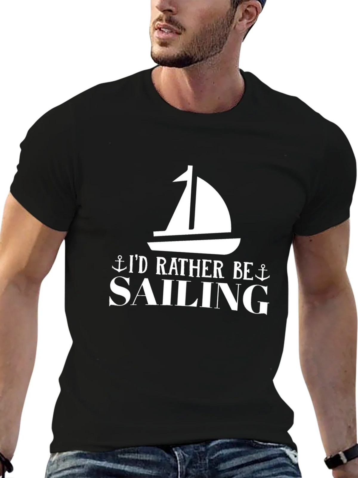 Sailing Graphic T-Shirt - Black Cotton Tee product image 9