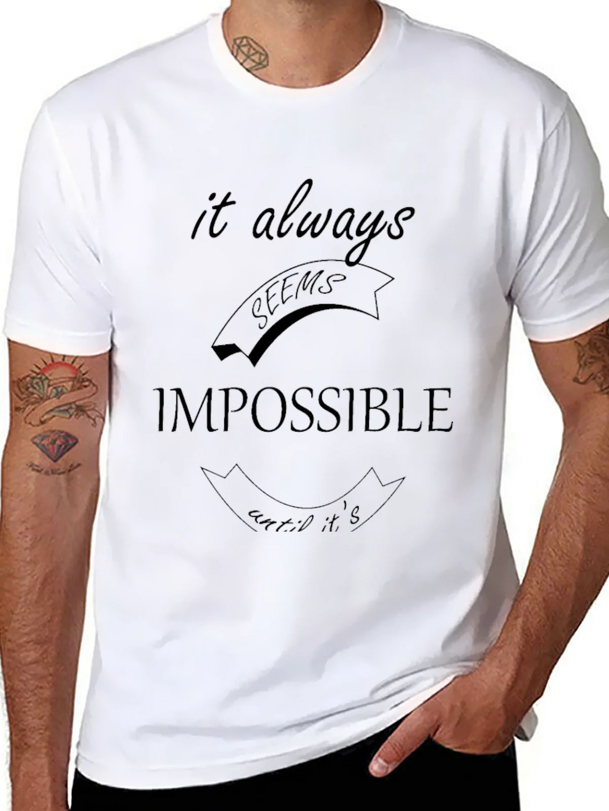 Impossible Slogan Black T-Shirt product image 7