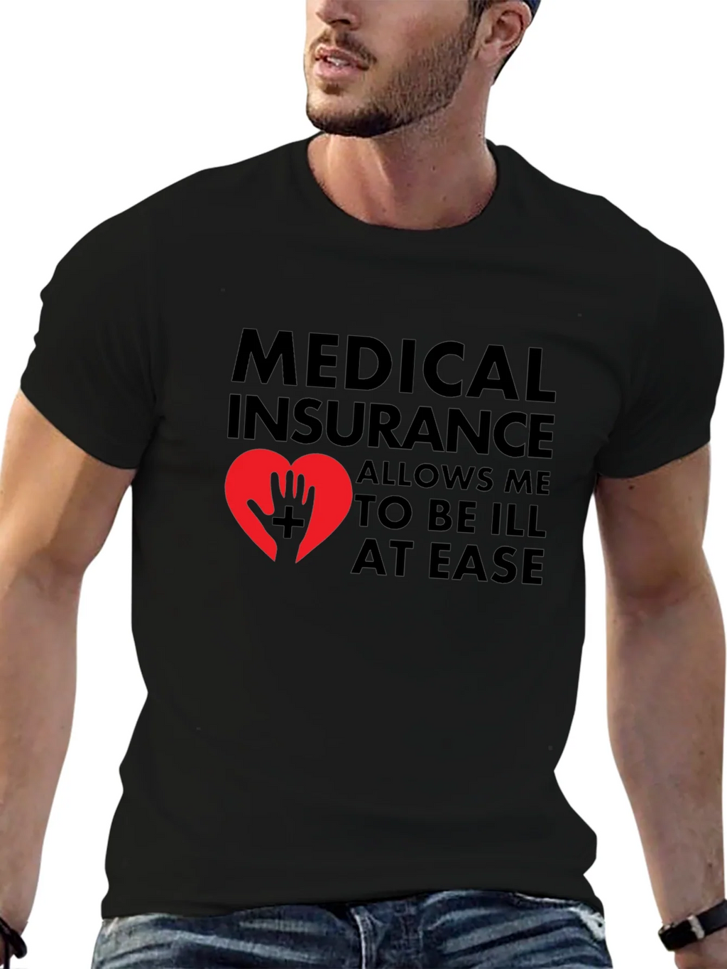 Medical Insurance Graphic T-Shirt - Black product image 6