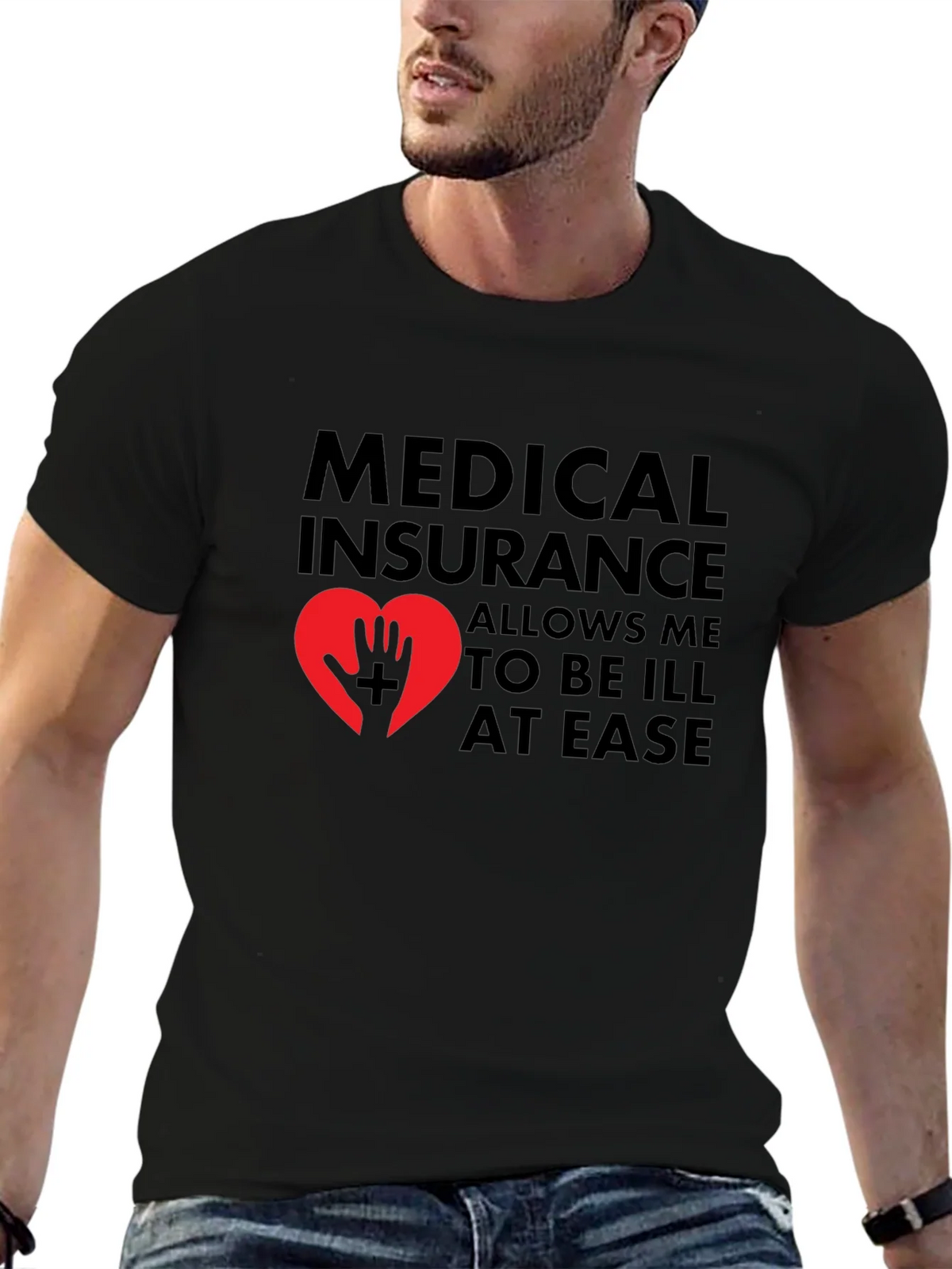 Medical Insurance Graphic T-Shirt - Black product image 6