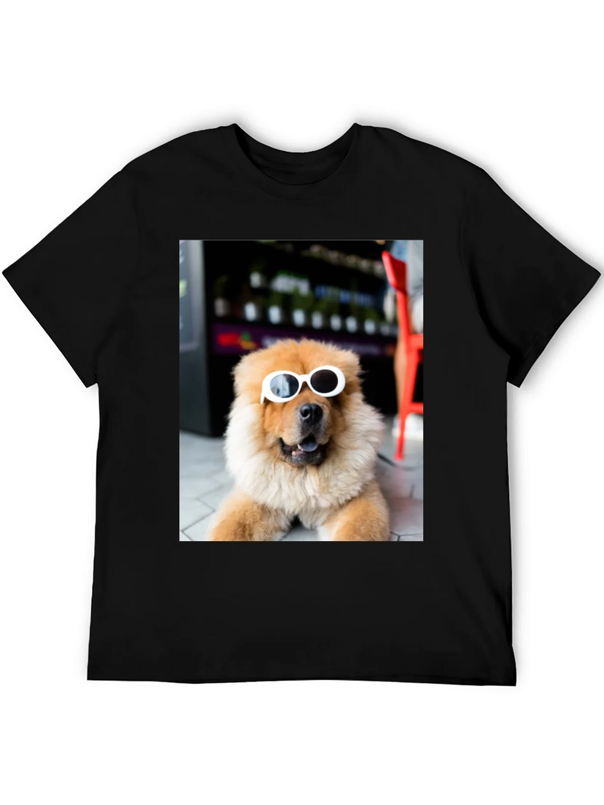 Dog with Sunglasses Graphic Tee - Black Cotton Casual product image 8