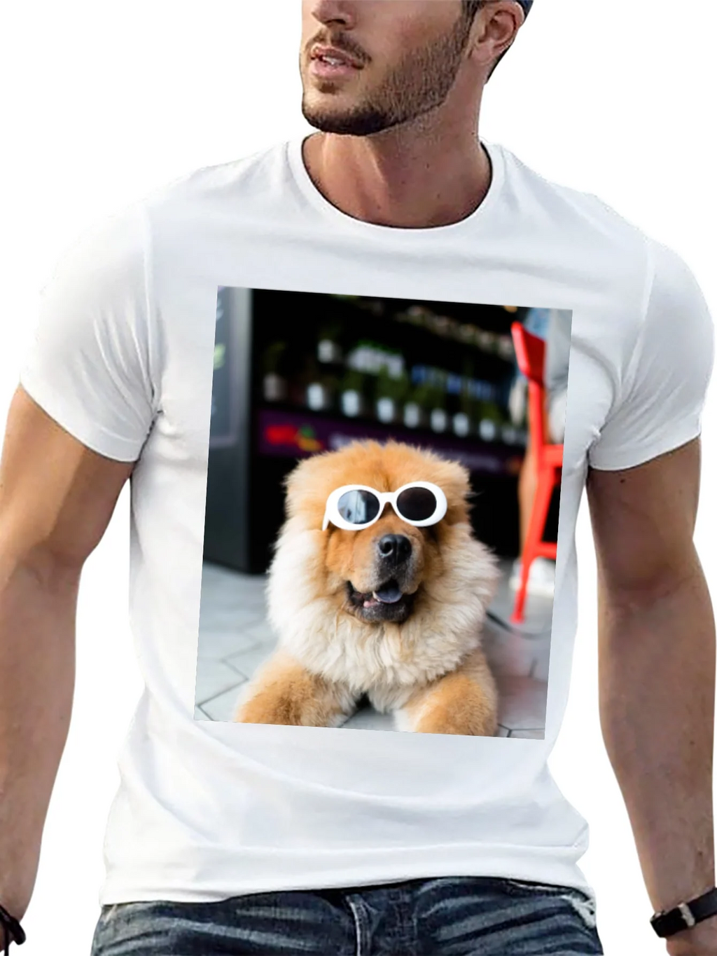 Dog with Sunglasses Graphic Tee - Black Cotton Casual product image 4