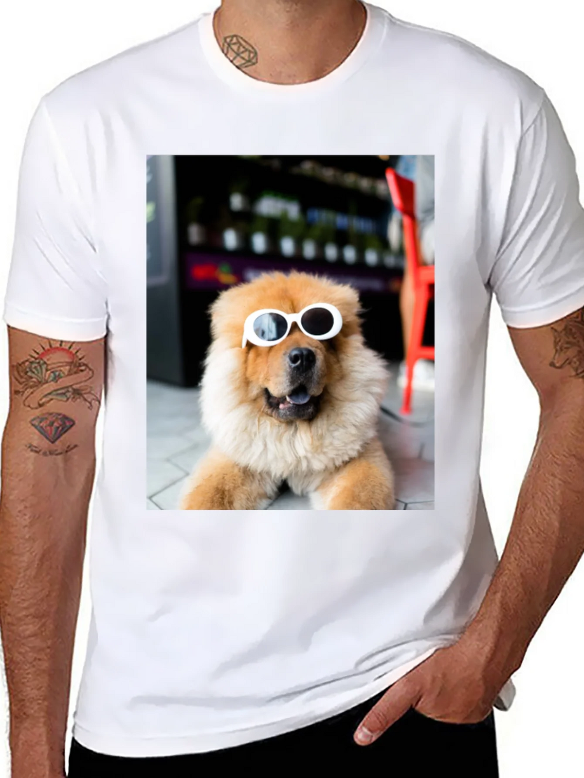 Dog with Sunglasses Graphic Tee - Black Cotton Casual product image 10