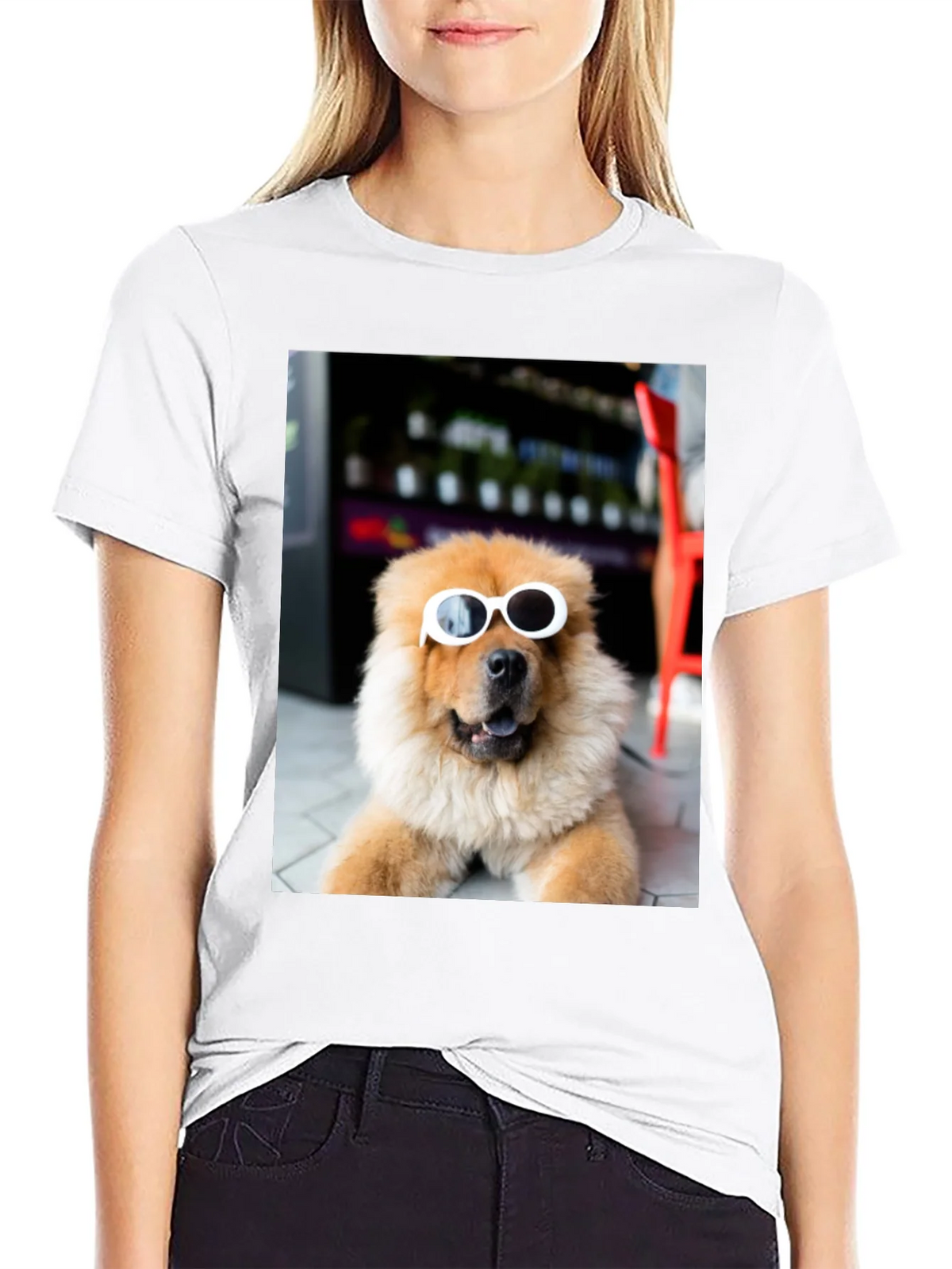 Dog with Sunglasses Graphic Tee - Black Cotton Casual product image 11