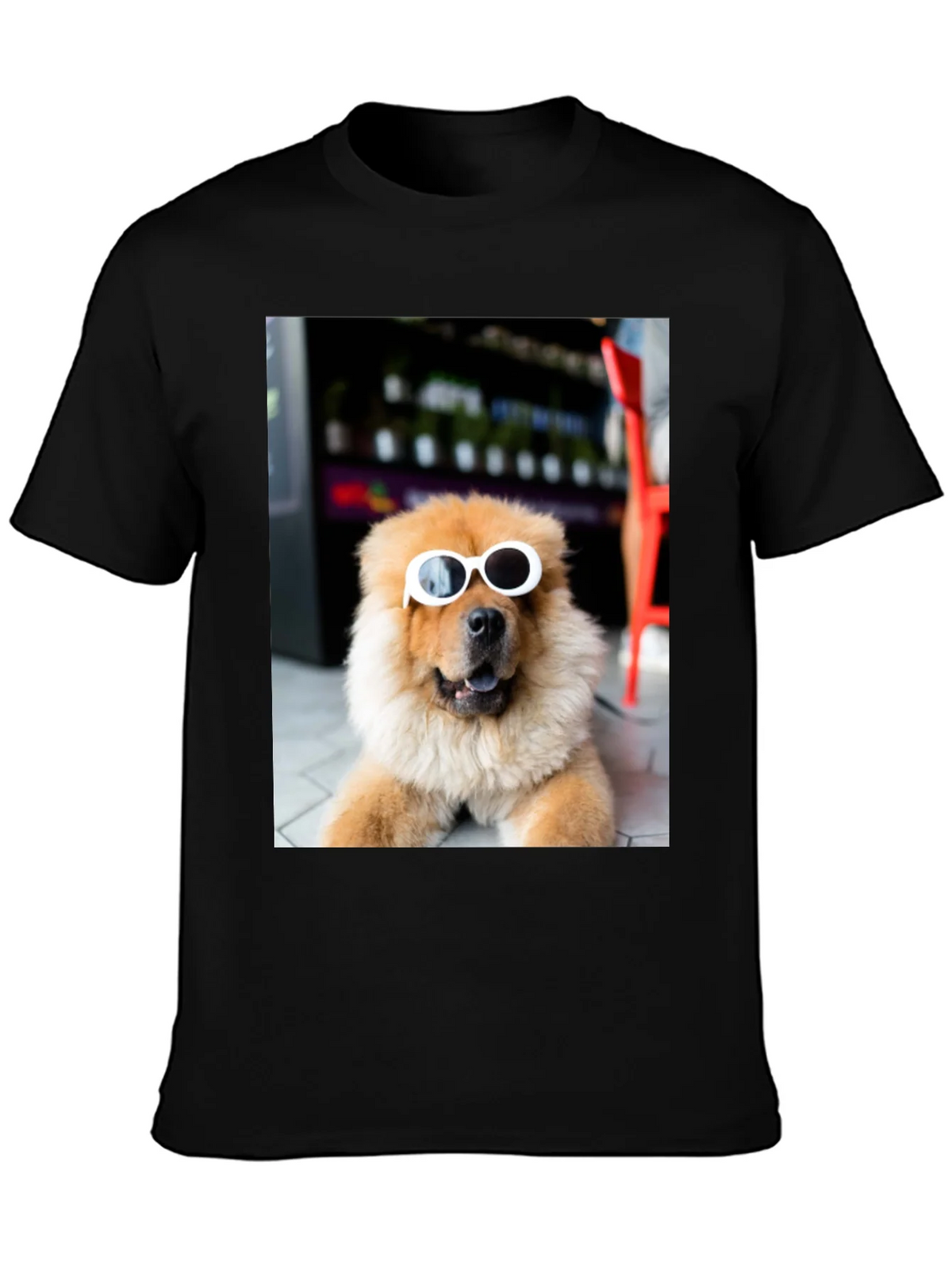 Dog with Sunglasses Graphic Tee - Black Cotton Casual product image 6