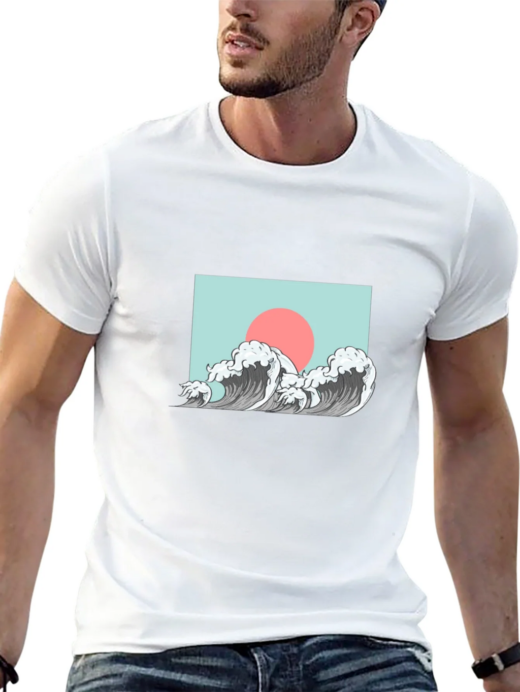 Wave Design Graphic Tee - Black product image 4