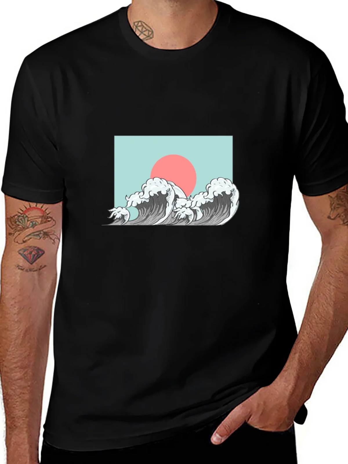 Wave Design Graphic Tee - Black product image 1