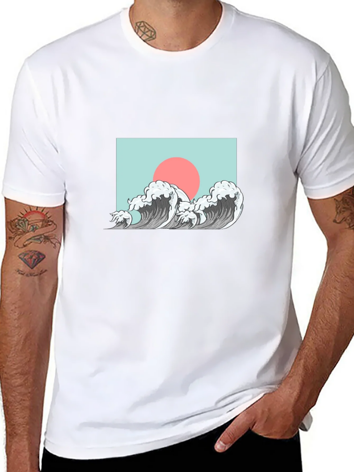 Wave Design Graphic Tee - Black product image 10
