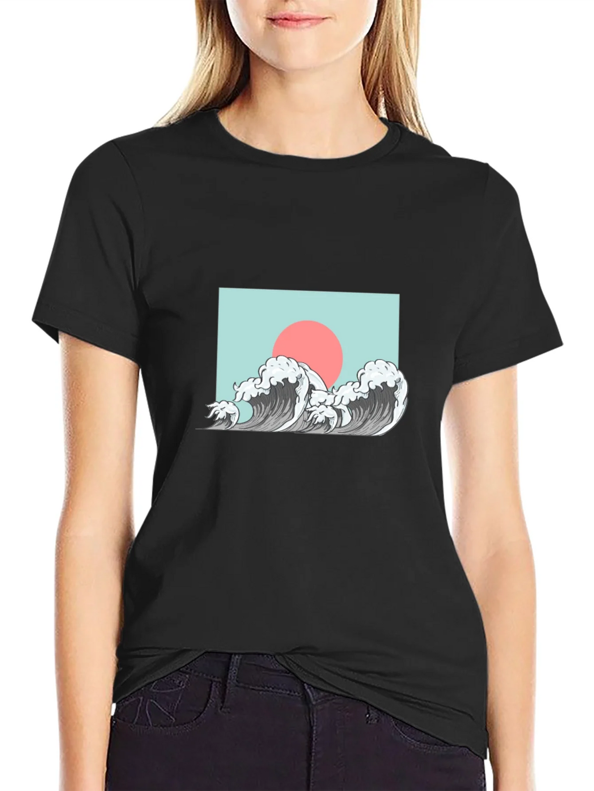 Wave Design Graphic Tee - Black product image 5