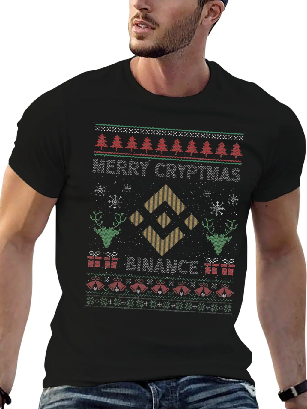 Merry Cryptmas Binance Ugly Christmas Sweater T-shirt product image 6