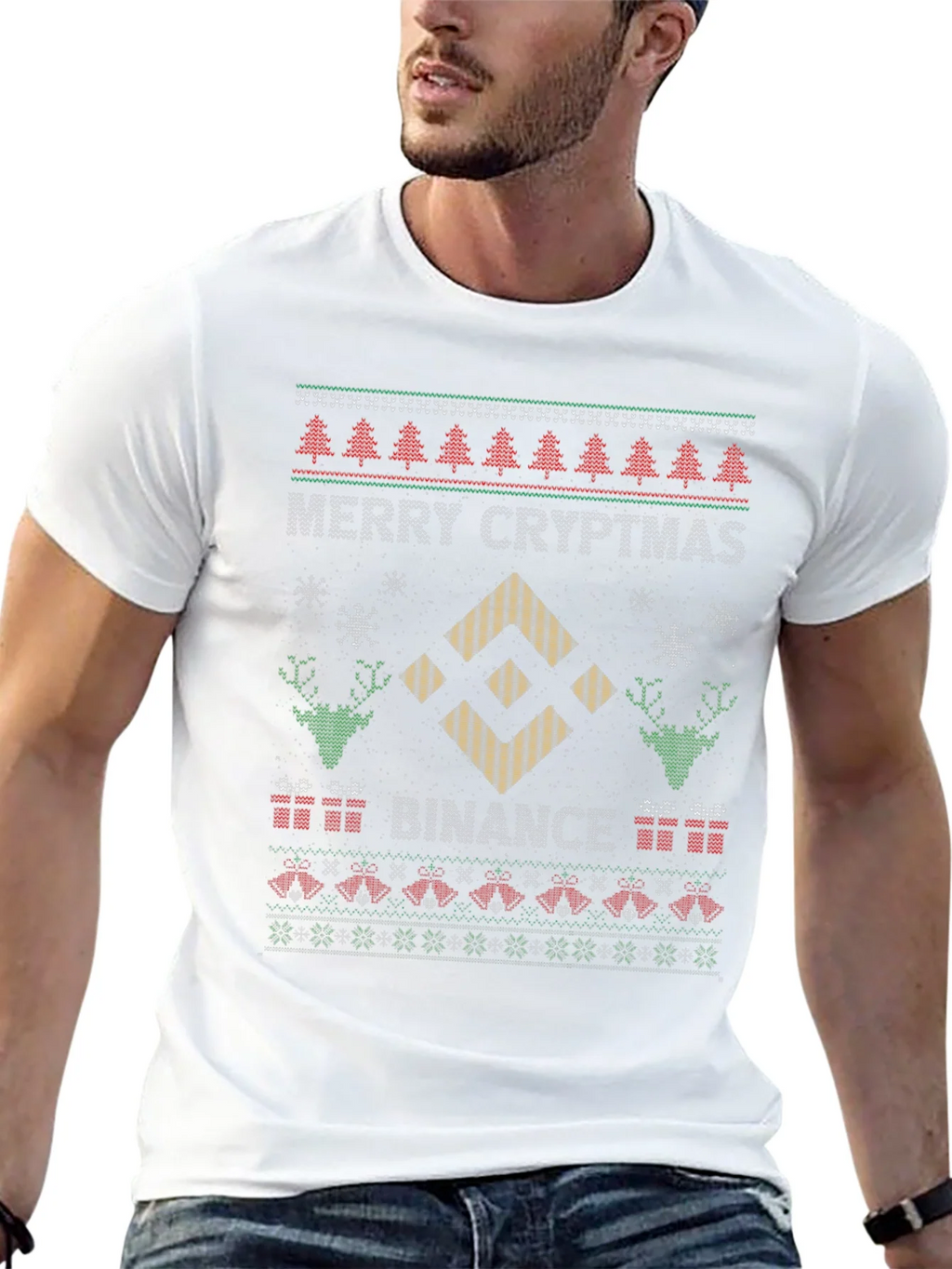 Merry Cryptmas Binance Ugly Christmas Sweater T-shirt product image 12