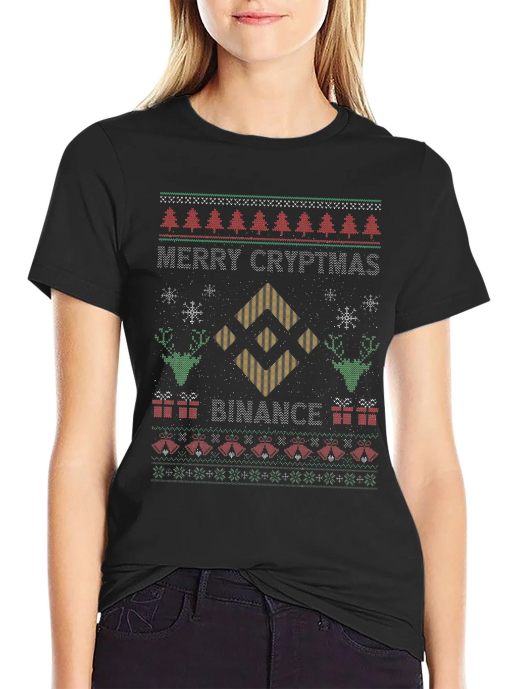 Merry Cryptmas Binance Ugly Christmas Sweater T-shirt product image 2