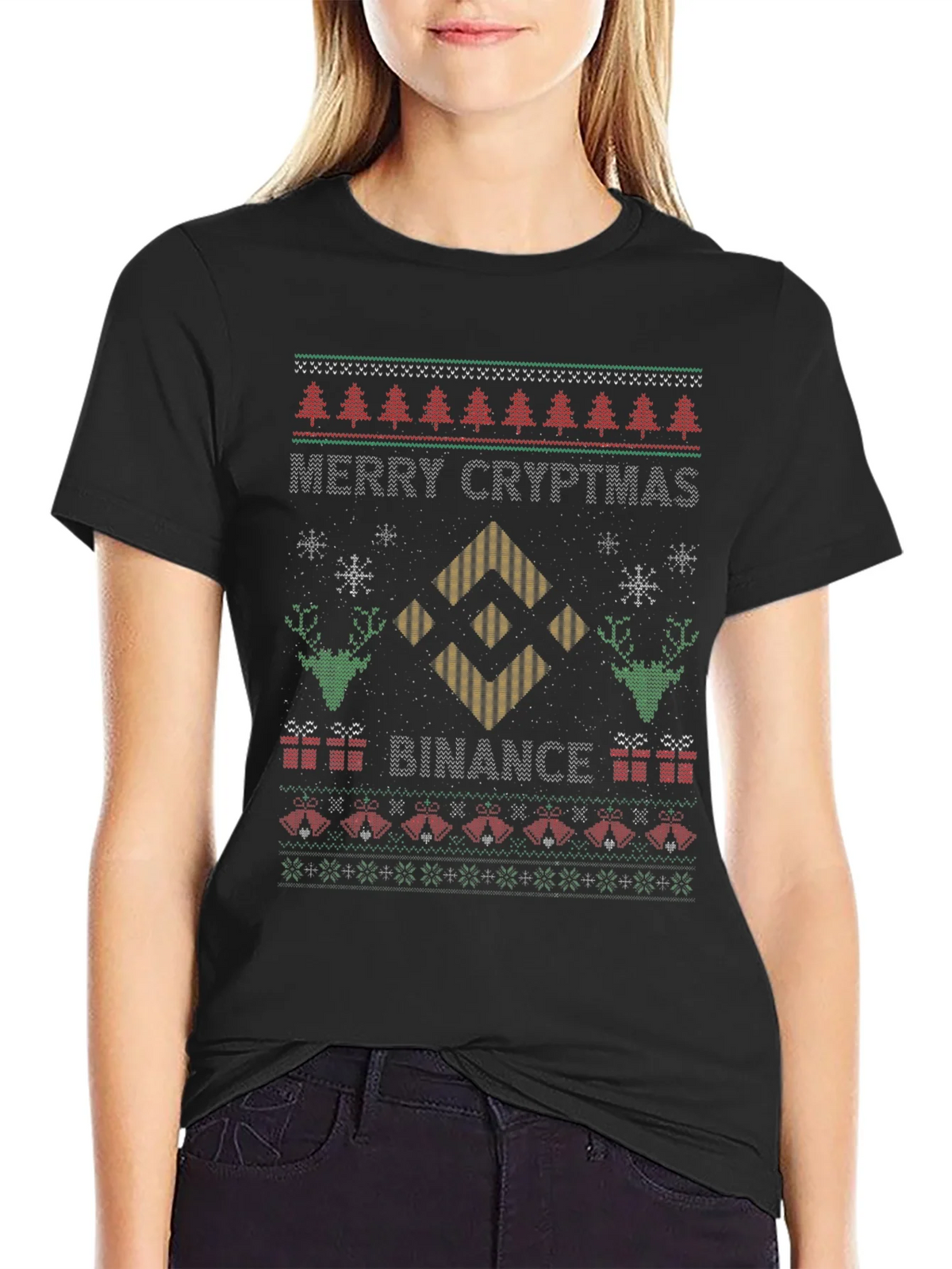 Merry Cryptmas Binance Ugly Christmas Sweater T-shirt product image 2