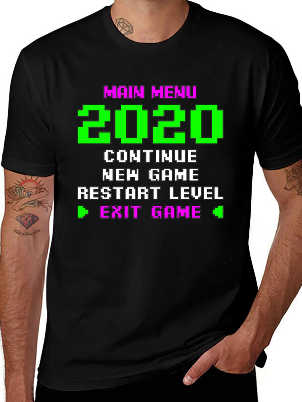 Retro Gamer Menu T-Shirt - 2020 Continue New Game product image 1
