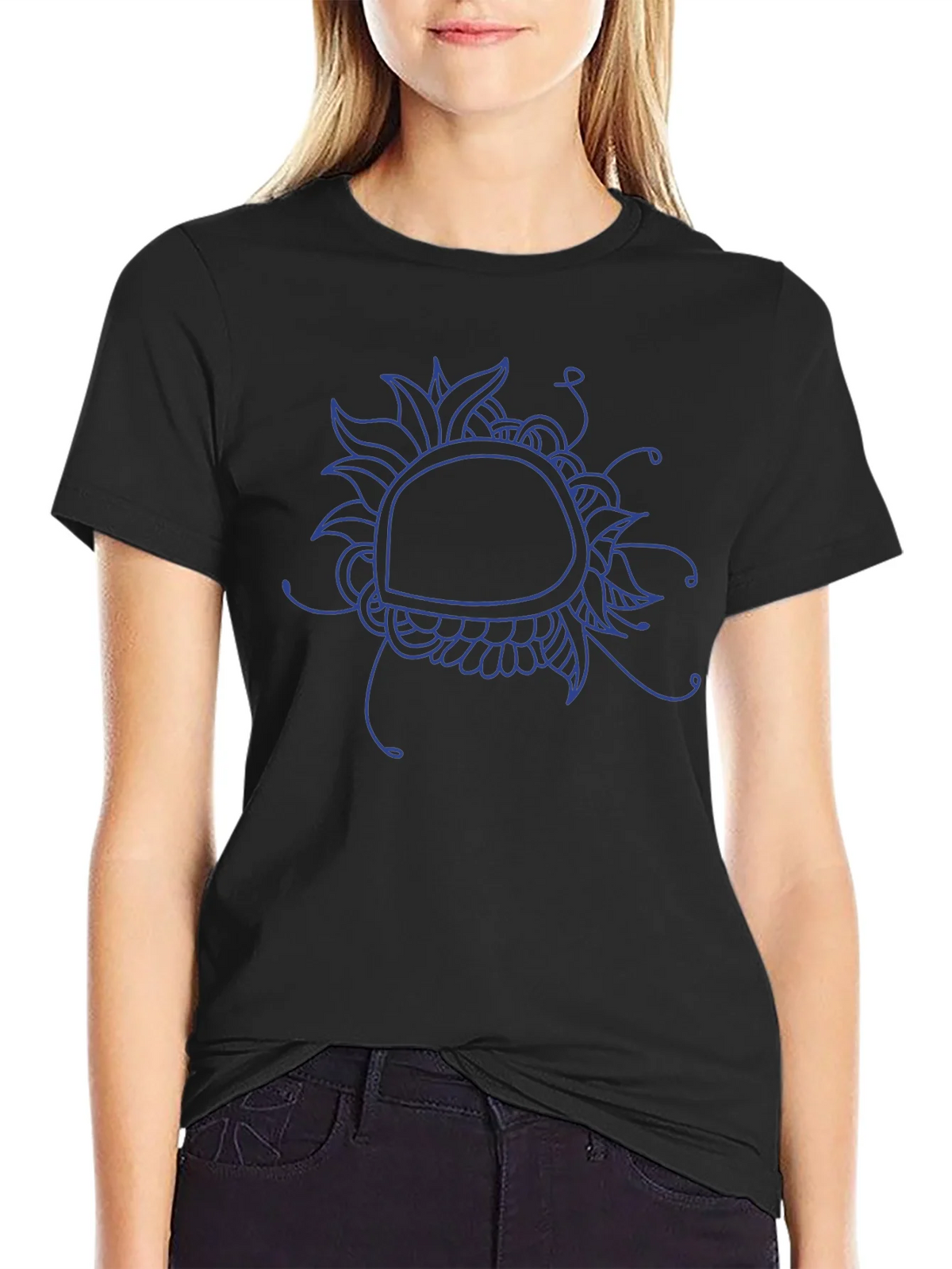Abstract Floral Graphic Tee - Black Cotton Blend product image 5
