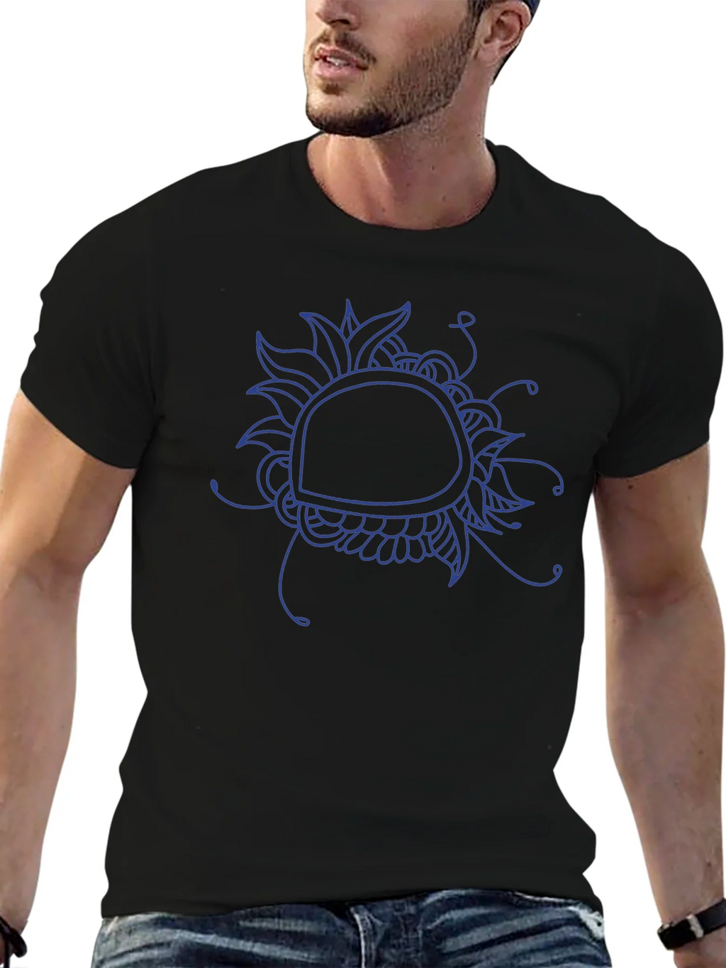Abstract Floral Graphic Tee - Black Cotton Blend product image 9