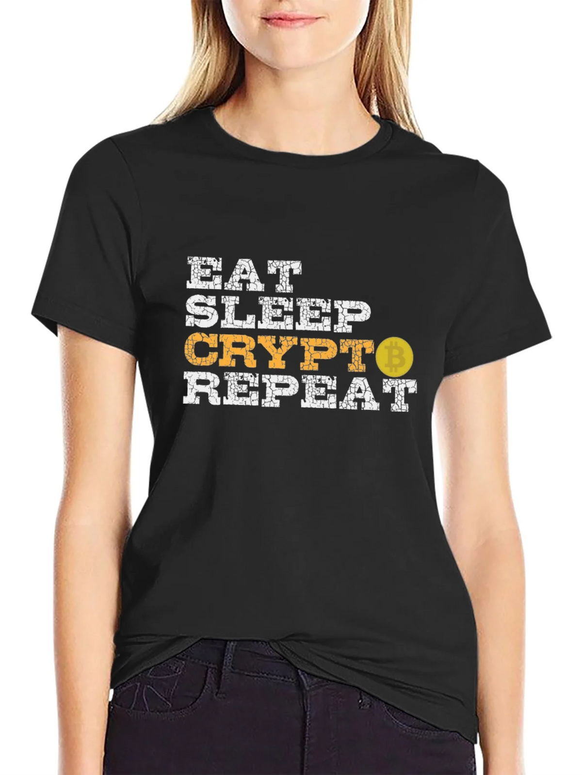 Eat Sleep Crypto Repeat Bitcoin Graphic Tee product image 2