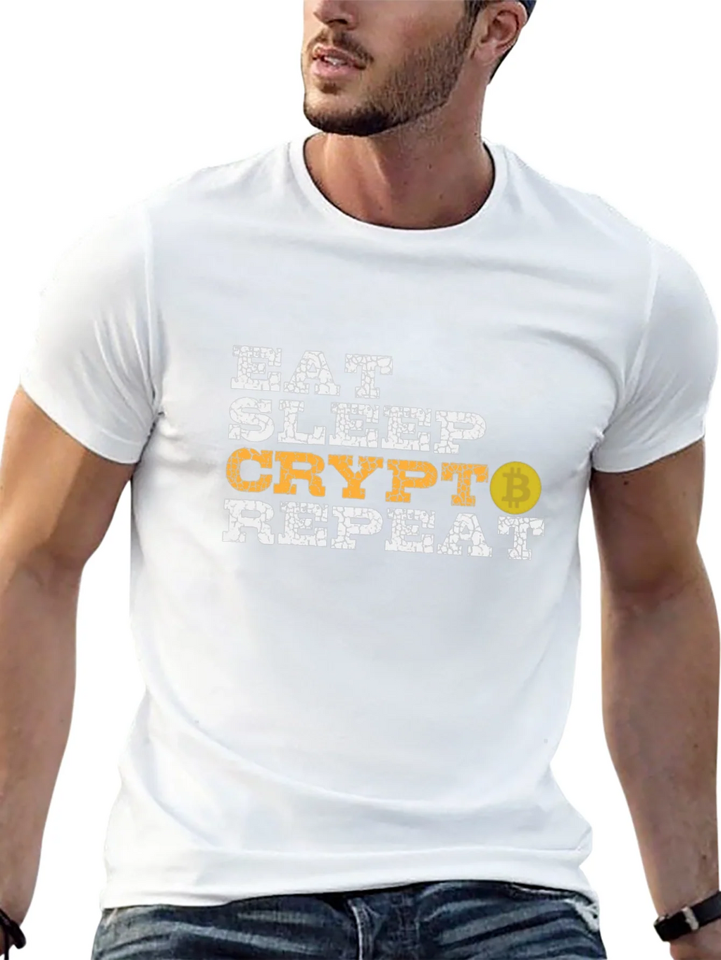 Eat Sleep Crypto Repeat Bitcoin Graphic Tee product image 12