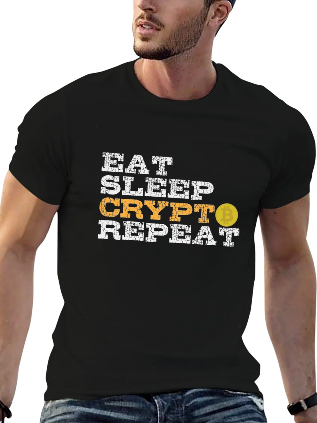 Eat Sleep Crypto Repeat Bitcoin Graphic Tee product image 6