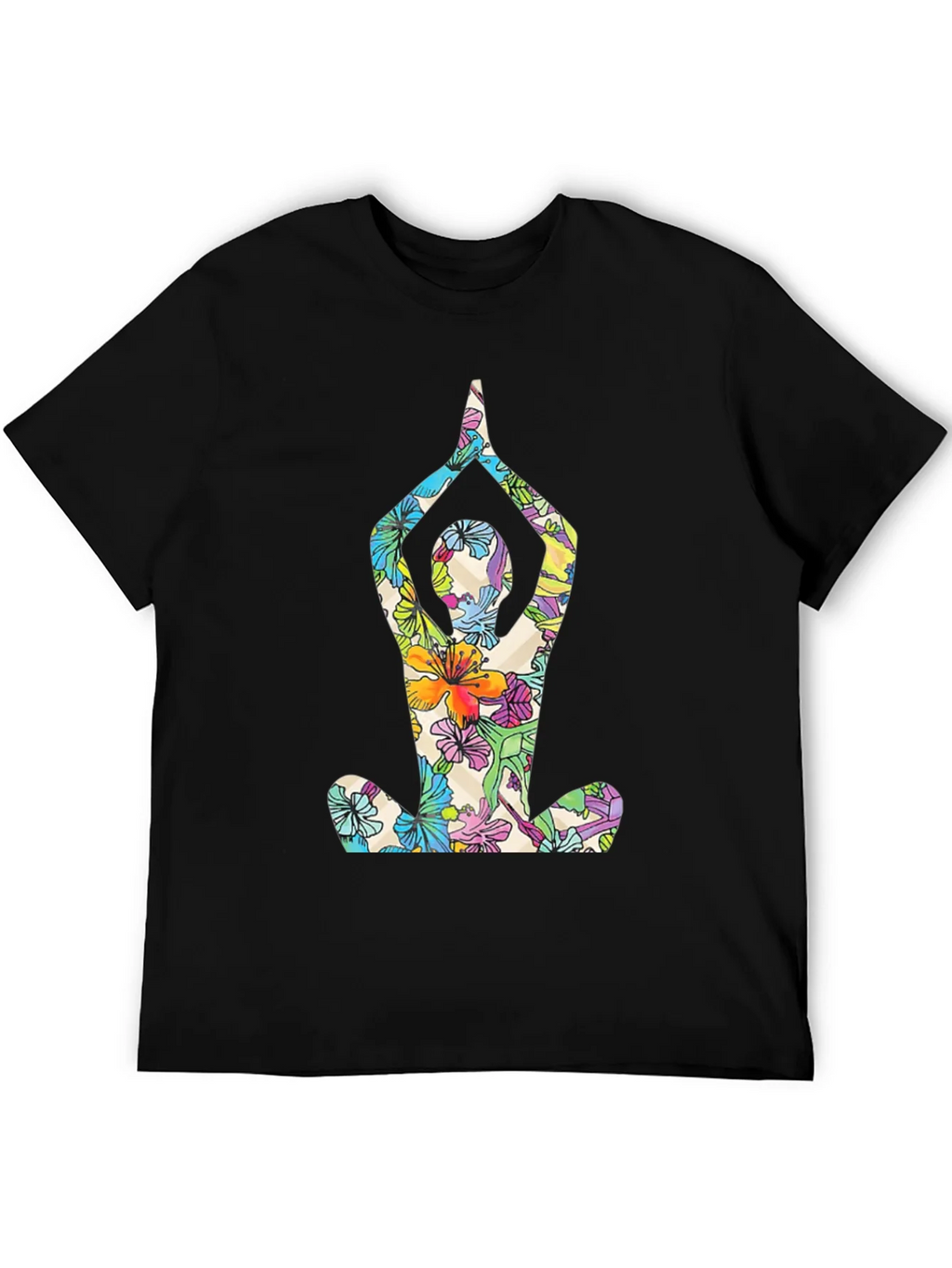 Floral Yoga T-Shirt - Mens Black Tee product image 8