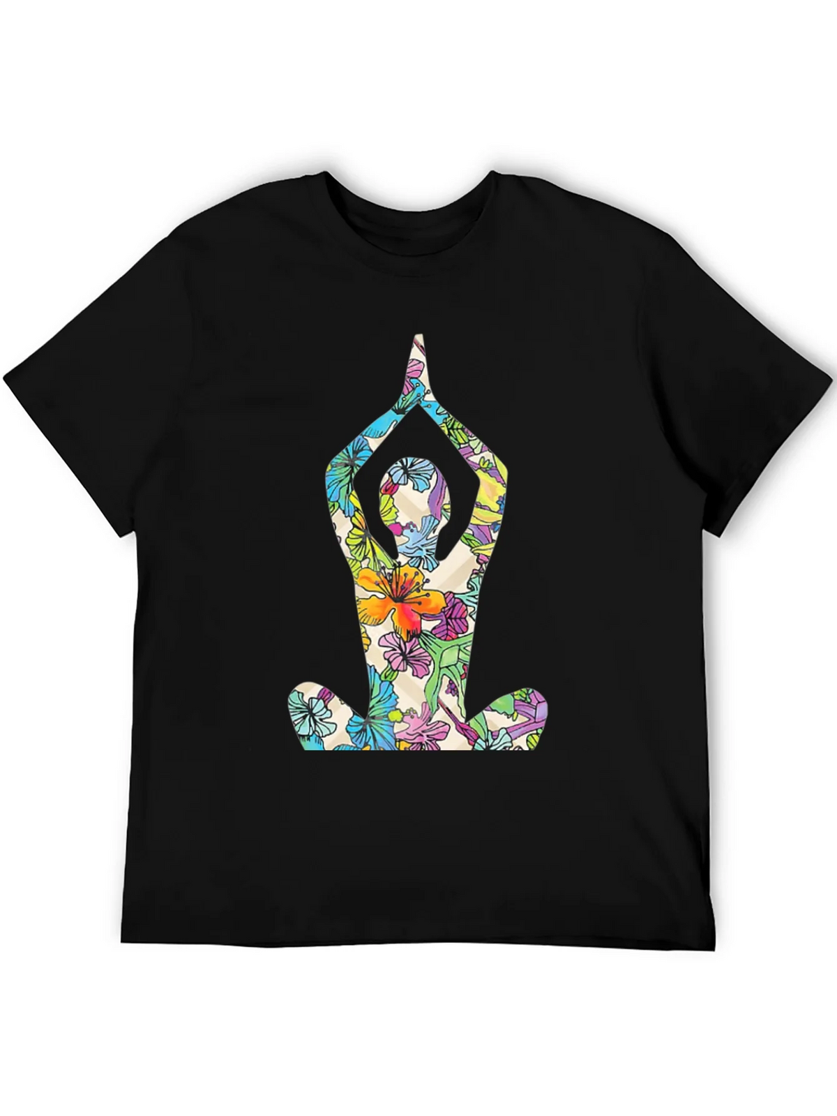 Floral Yoga T-Shirt - Mens Black Tee product image 8