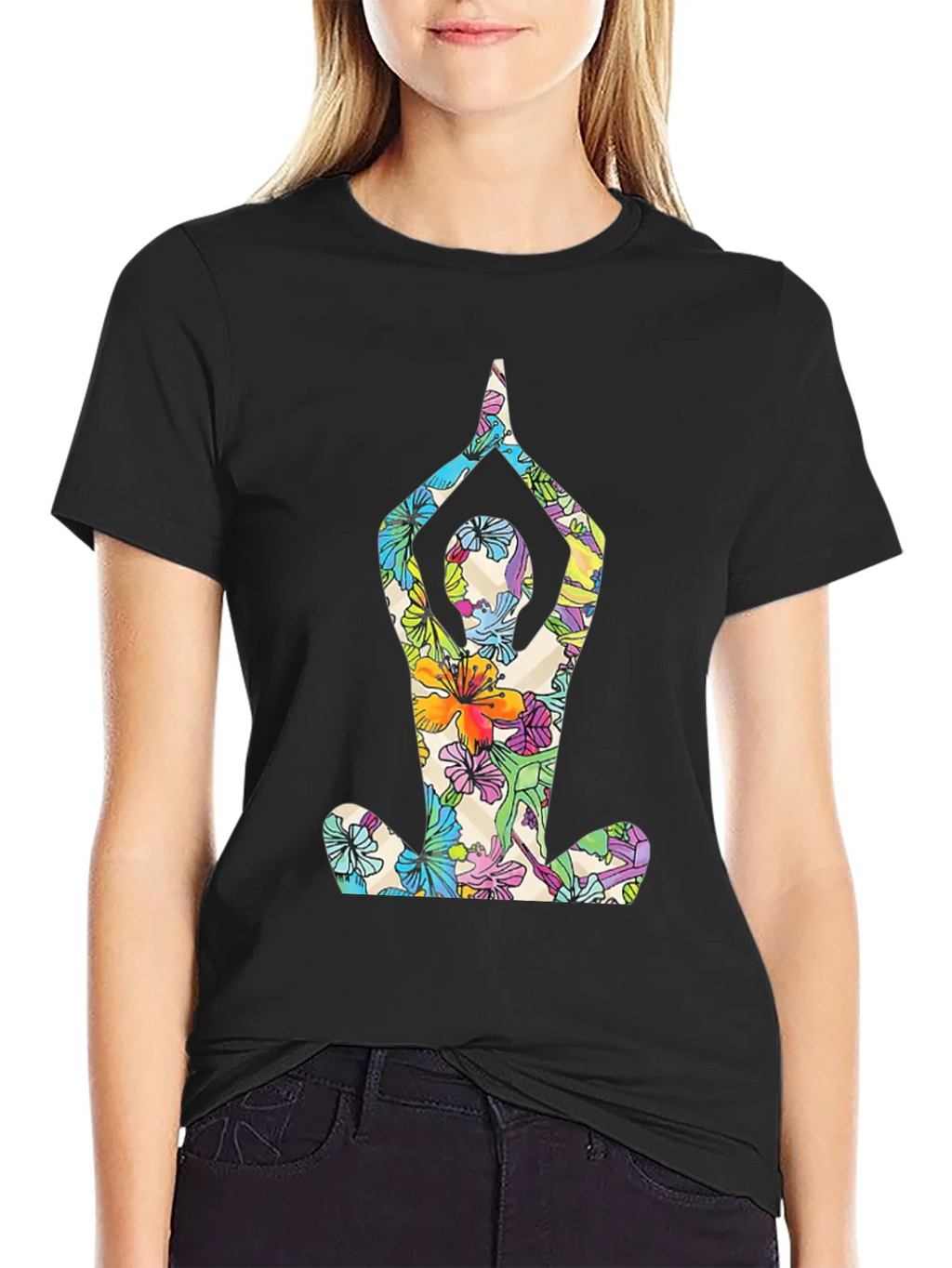 Floral Yoga T-Shirt - Mens Black Tee product image 5