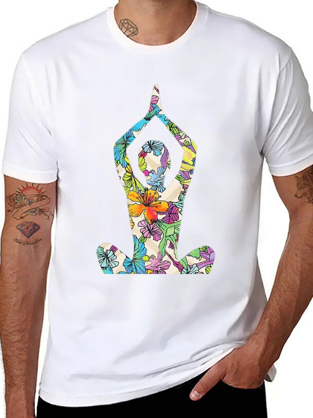 Floral Yoga T-Shirt - Mens Black Tee product image 10