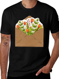 Floral Envelope Graphic Tee - Trendy Unisex T-Shirt product image 1