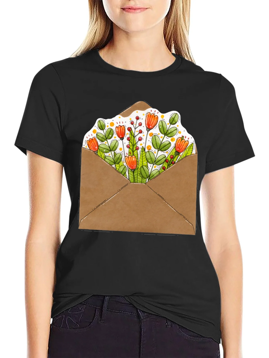 Floral Envelope Graphic Tee - Trendy Unisex T-Shirt product image 2