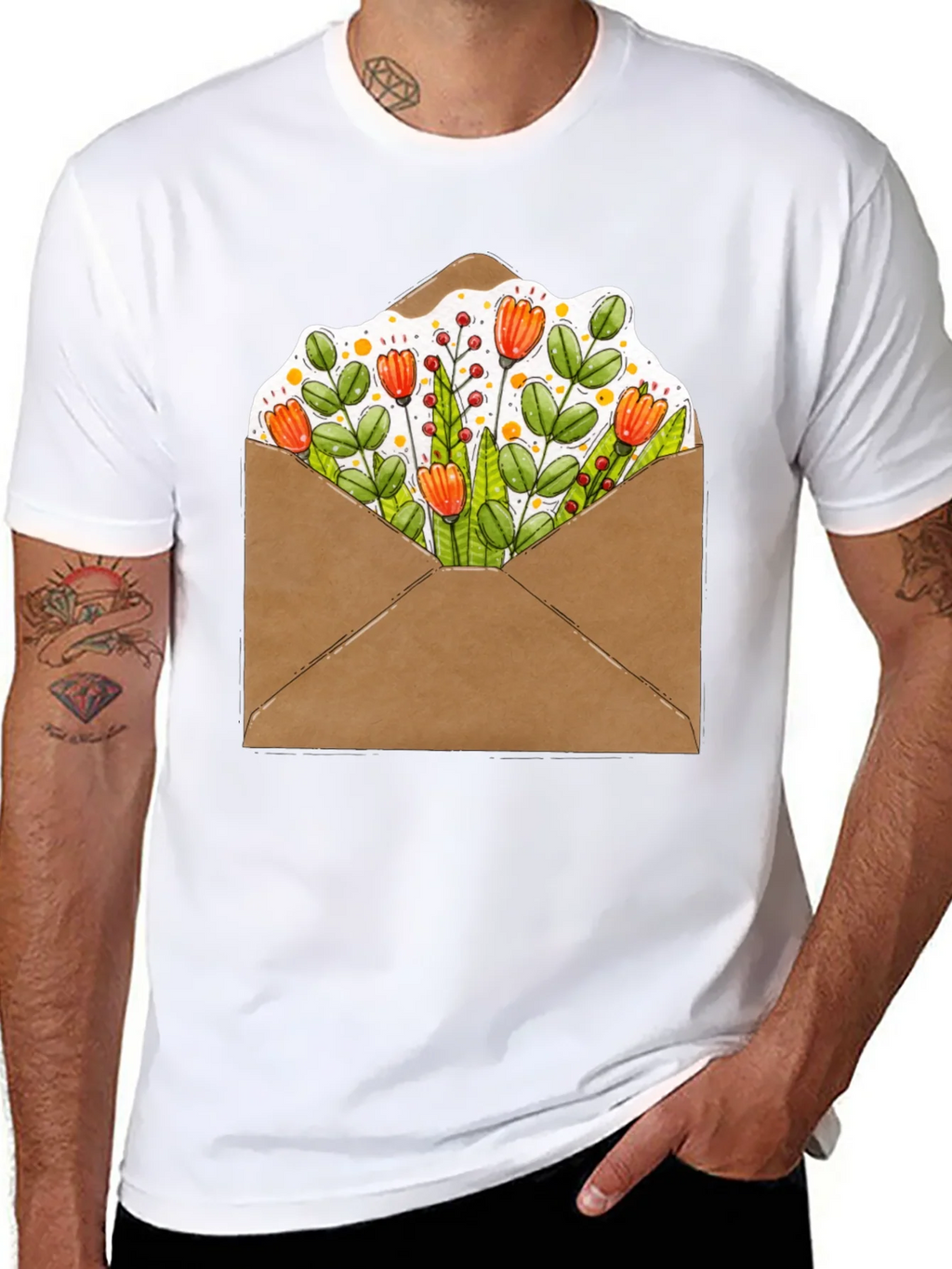 Floral Envelope Graphic Tee - Trendy Unisex T-Shirt product image 7