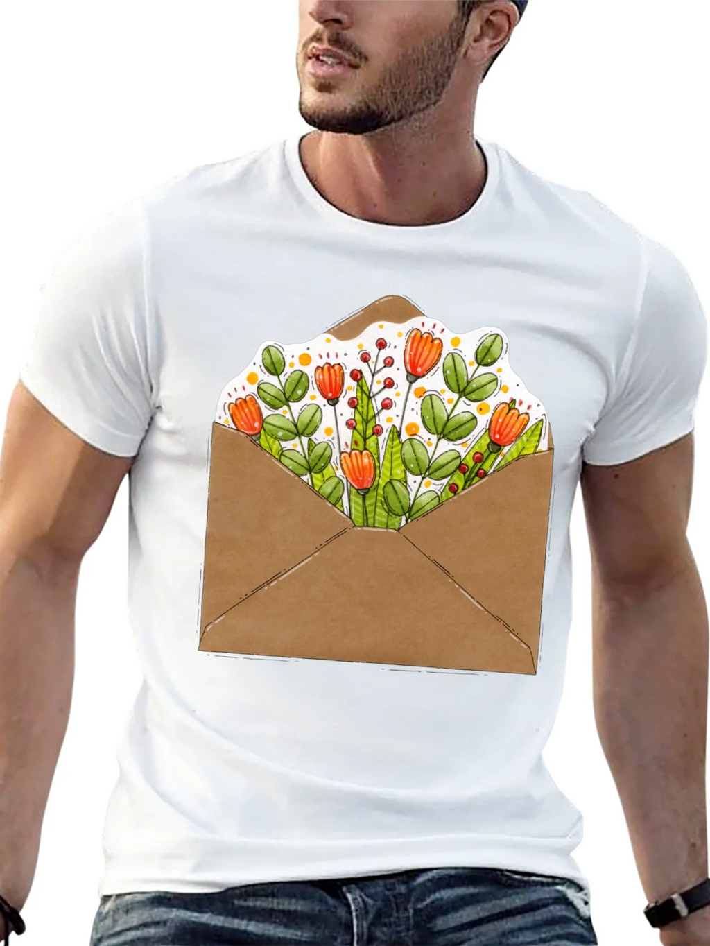 Floral Envelope Graphic Tee - Trendy Unisex T-Shirt product image 12