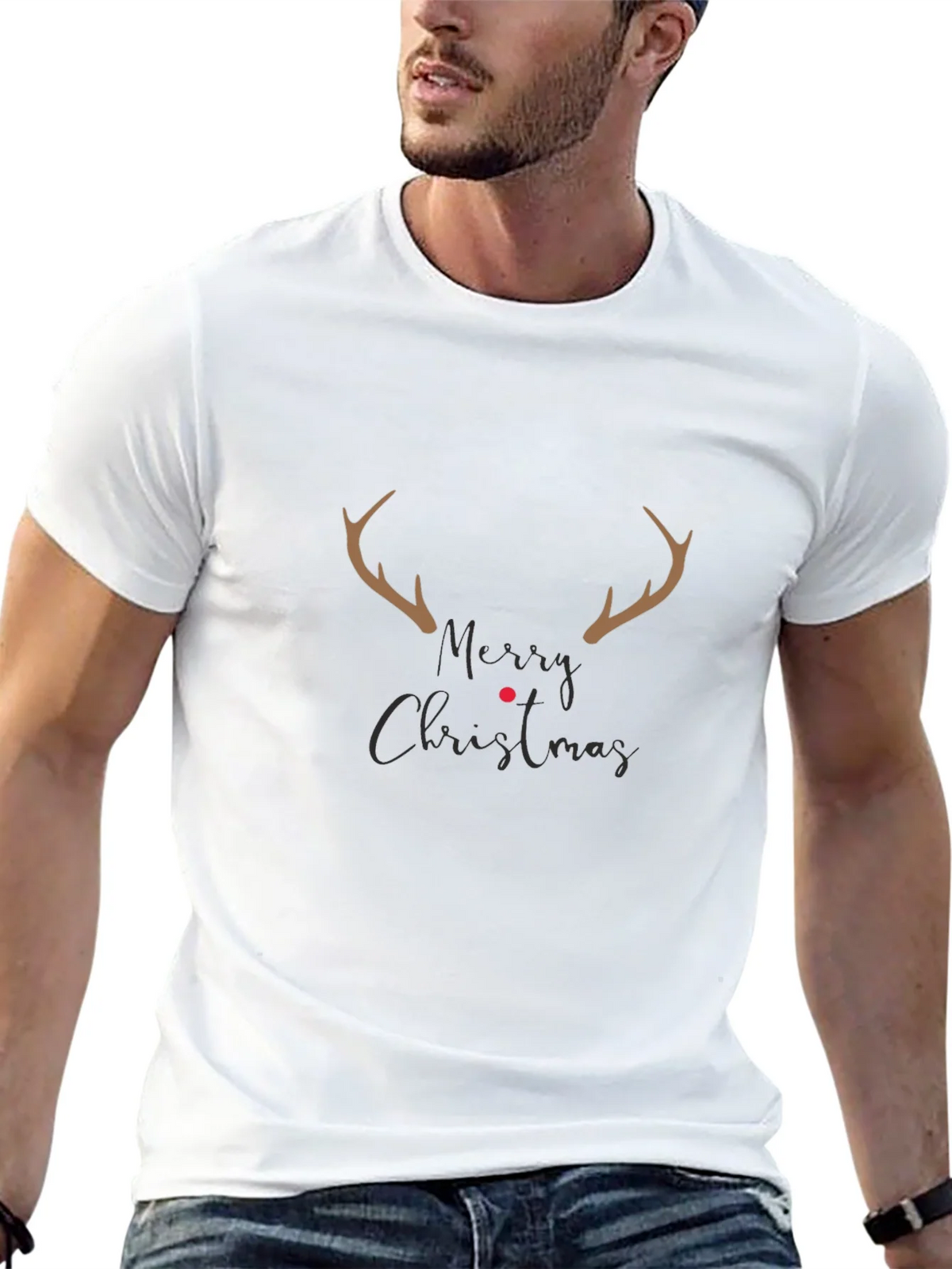 Merry Christmas Reindeer Antler T-Shirt product image 4